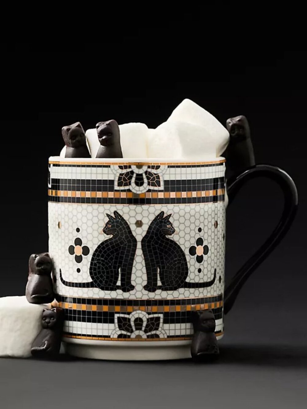Anthropologie Halloween Mug 24k gold-decaled glazed stoneware Black Cat 13oz NEW - Picture 4 of 10